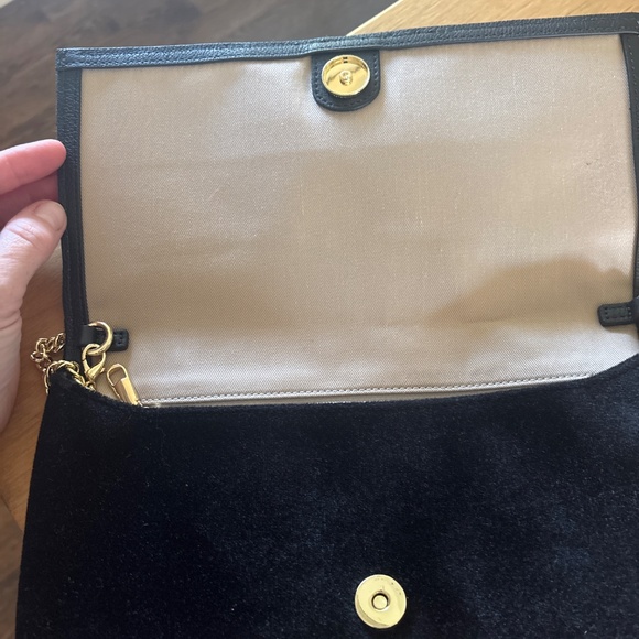 Talbots black velvet bow clutch crossbody bag holiday evening - Picture 3 of 7